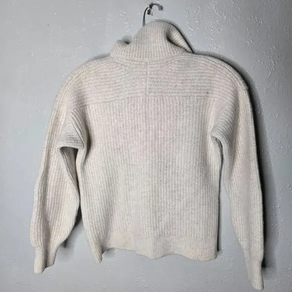 Everlane womens half zip pullover sweater luxe merino wool sz xs ivory - Picture 4 of 5